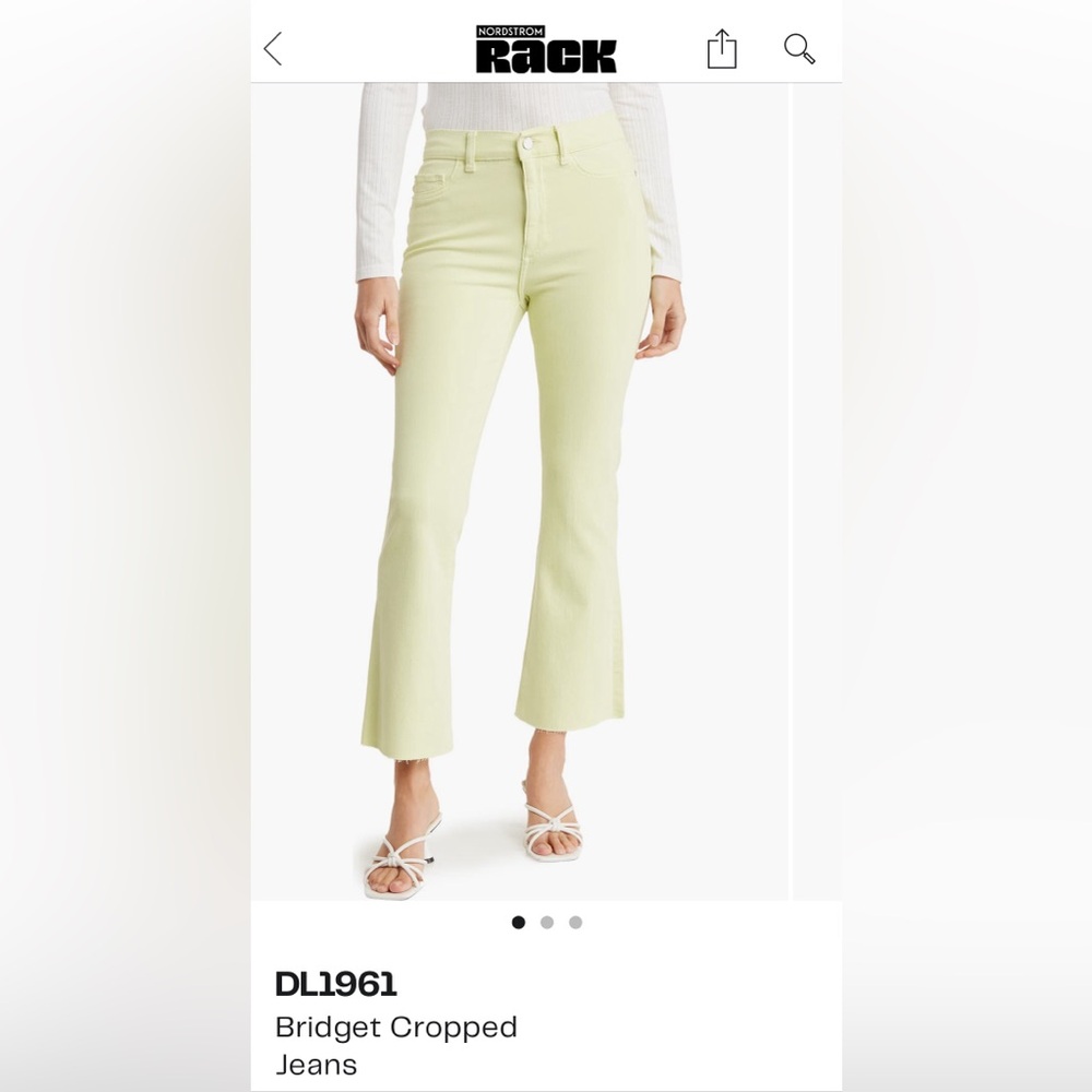 DL1961 Bridget Boot High Rise Intrasculpt Crop Jeans, sz. 28 color ‘Limeade’